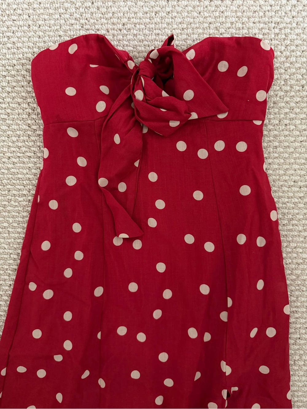 Vici Red Polka Dot Strapless Midi Dress - Picture 8 of 8